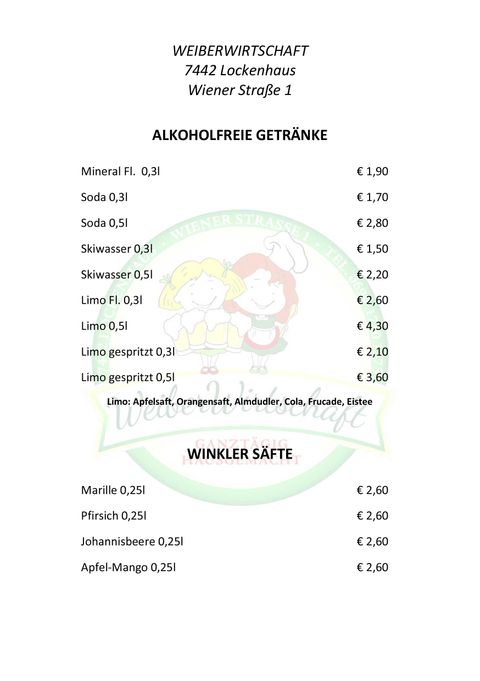 Getränkekarte | Weiberwirtschaft