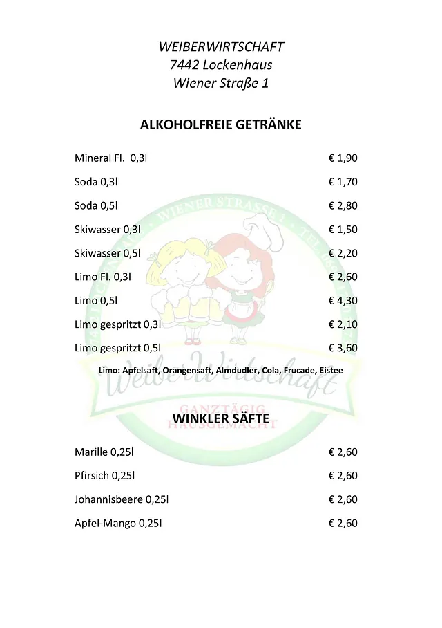 Getränkekarte | Weiberwirtschaft