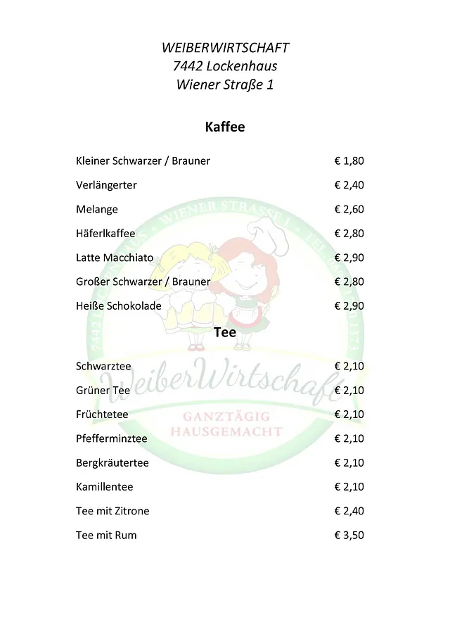 Getränkekarte | Weiberwirtschaft