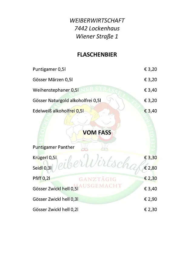 Getränkekarte | Weiberwirtschaft