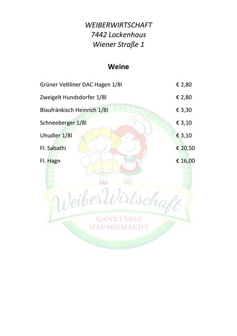 Getränkekarte | Weiberwirtschaft