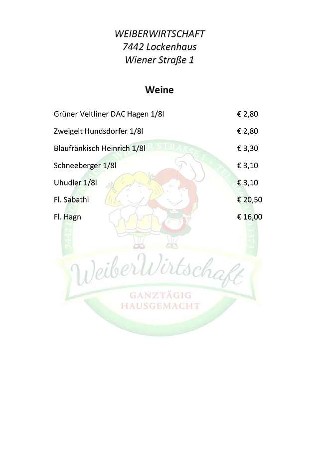 Getränkekarte | Weiberwirtschaft